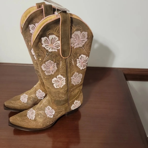 Old Gringo Ladies Western Boots Size 7.5B Floral Sheridan 13" Vintage Rust. - Picture 2 of 11